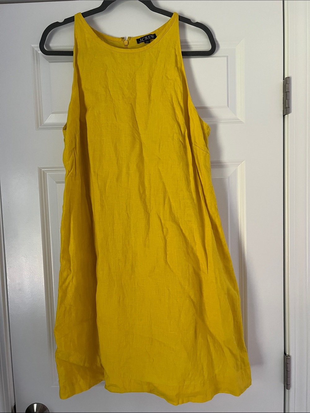 J. Crew Sunny Yellow Sleeveless Linen Shift Dress